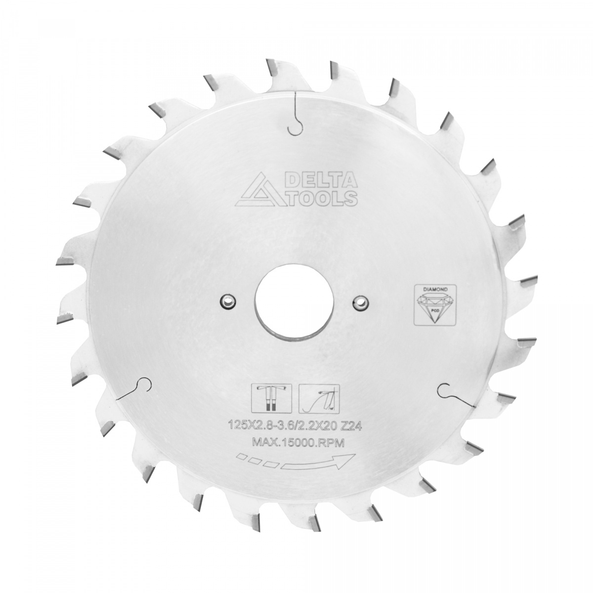 Пила подрезная DELTA TOOLS 125x20x2.8/3.6x12+12T алмазная составная