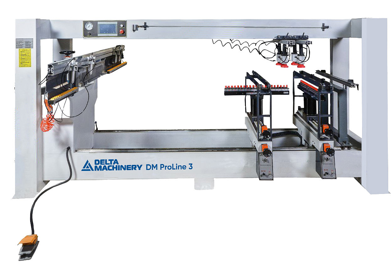 Сверлильно-присадочный станок с одной горизонтальной и двумя вертикальными траверсами на 21 шпиндель Delta-Machinery DM PRO LINE 3
